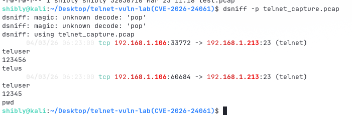 dsniff extracting credentials from pcap file