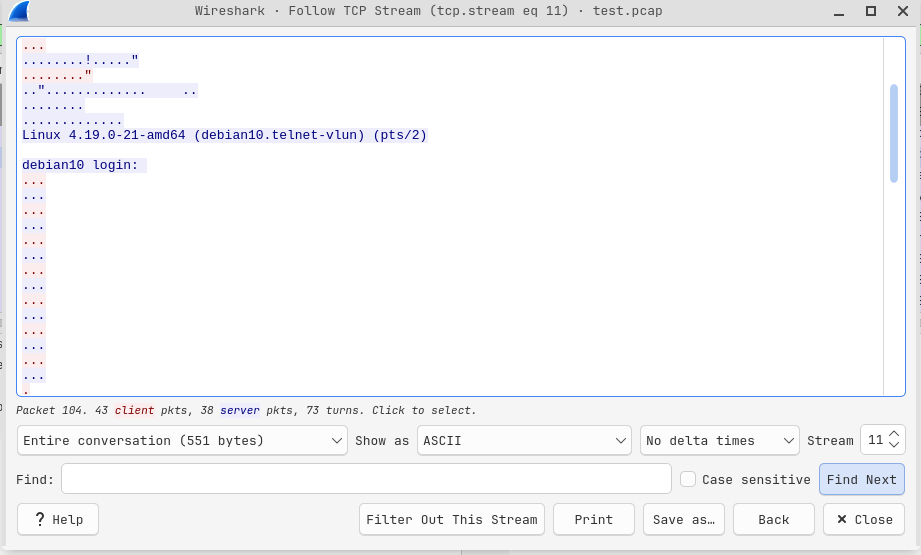 TCP Stream showing credentials across different network