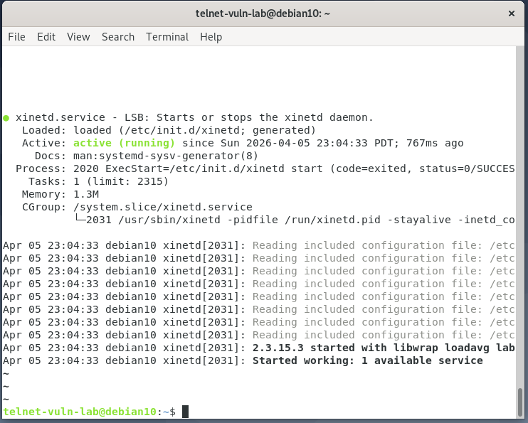 Restarting xinetd and checking status after mitigation