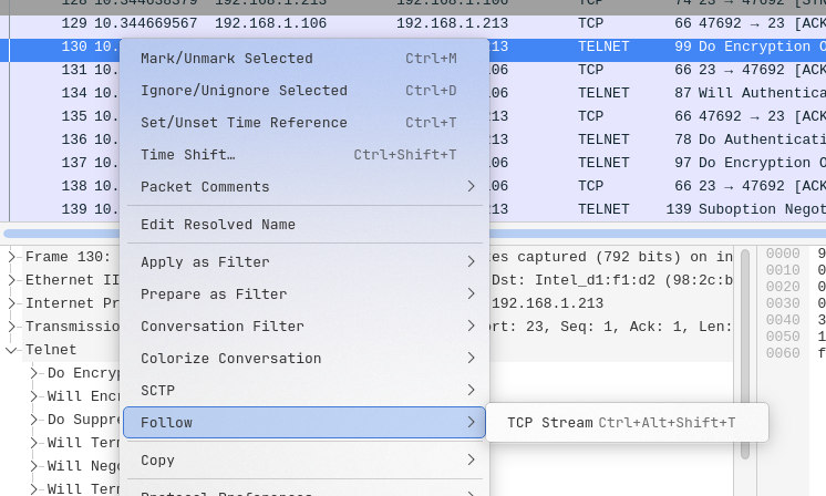 Following TCP Stream in Wireshark