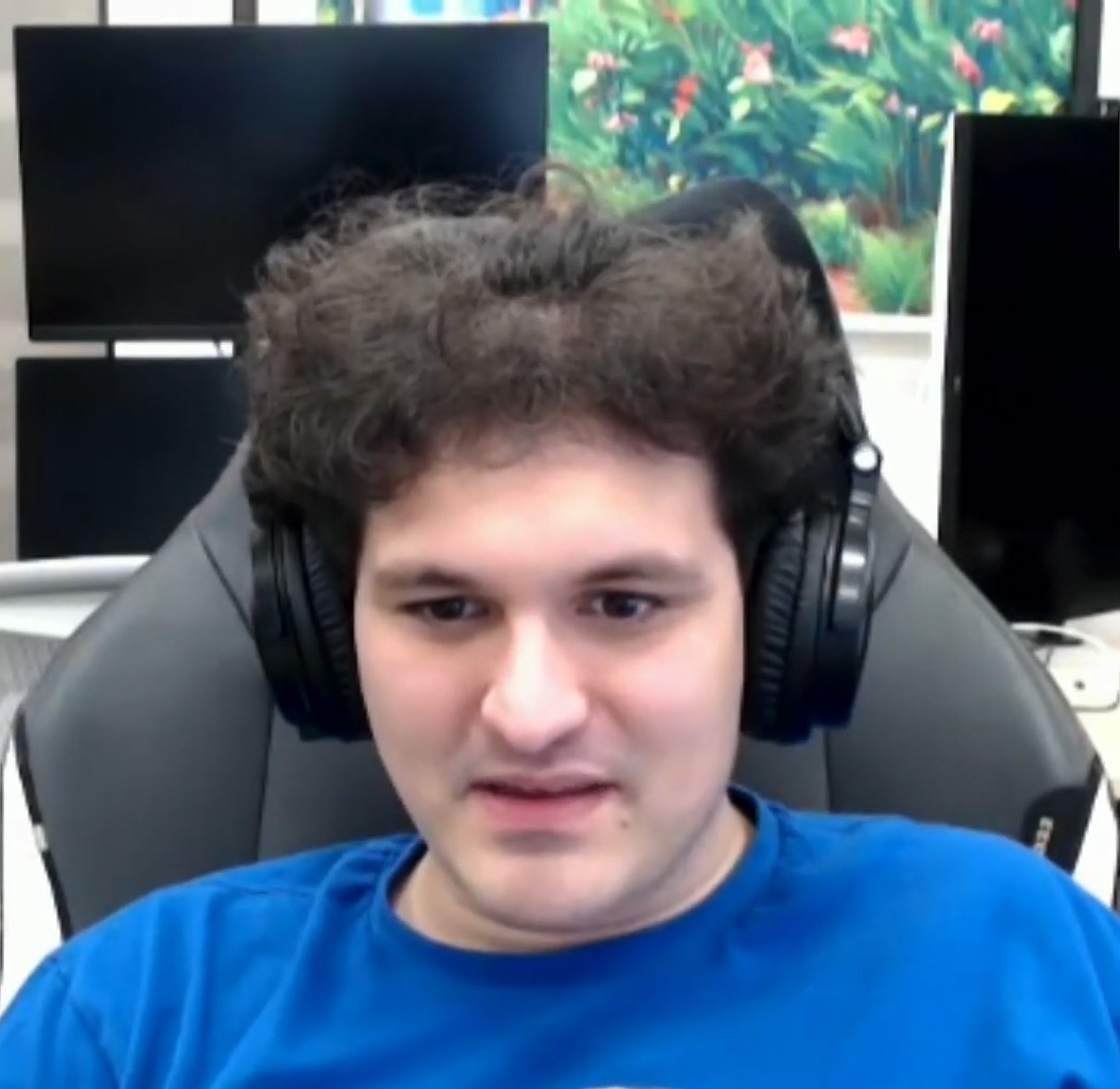 Sam Bankman-Fried Screenshot of a video-call during the MIT Bitcoin Expo 2022