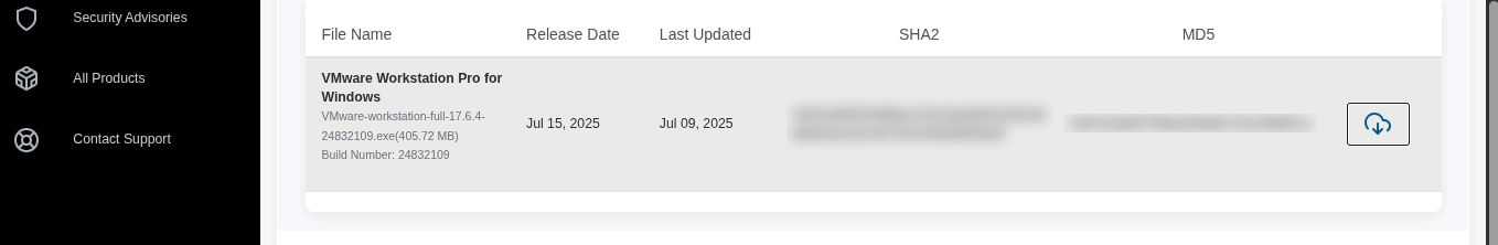VMware terms and conditions agreement checkbox on Broadcom download portal