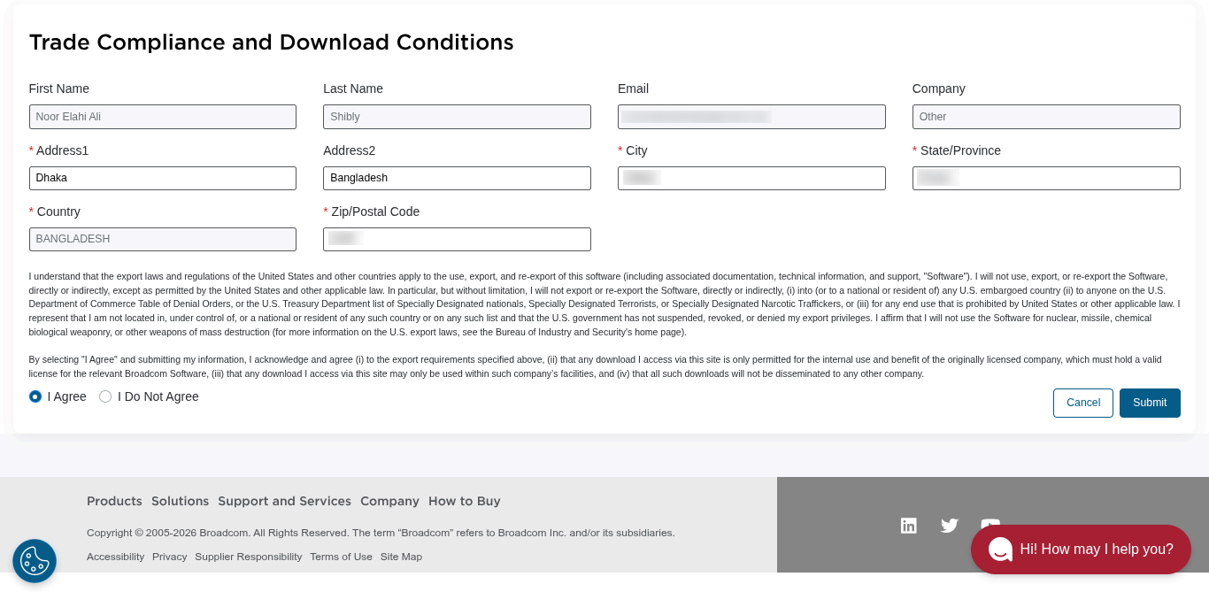 Broadcom compliance form required before downloading VMware Workstation Pro